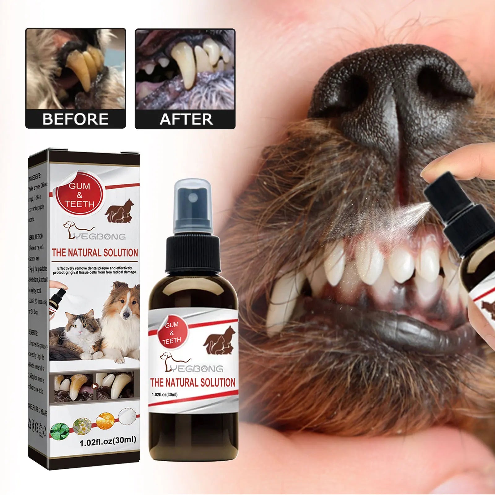 Pet Tooth Cleaning Spray Dogs Remove Bad Breath Freshener Cats Oral Cleaning Dental Care Deodorization Spray Pet Supplies 30Ml